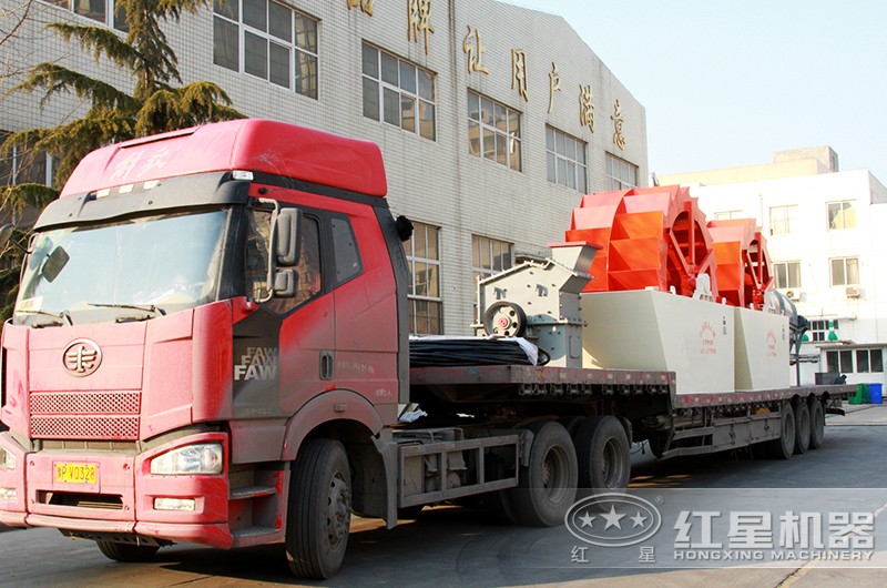 紅星兩臺雙排輪式洗砂機(jī)發(fā)貨