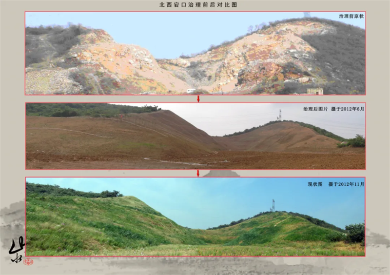提倡發(fā)展環(huán)保，礦山復(fù)綠前后對比
